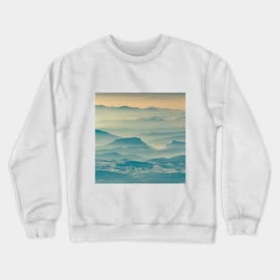 SCENERY 69 - Blue Misty Fog Sky Mountain Horizon Crewneck Sweatshirt